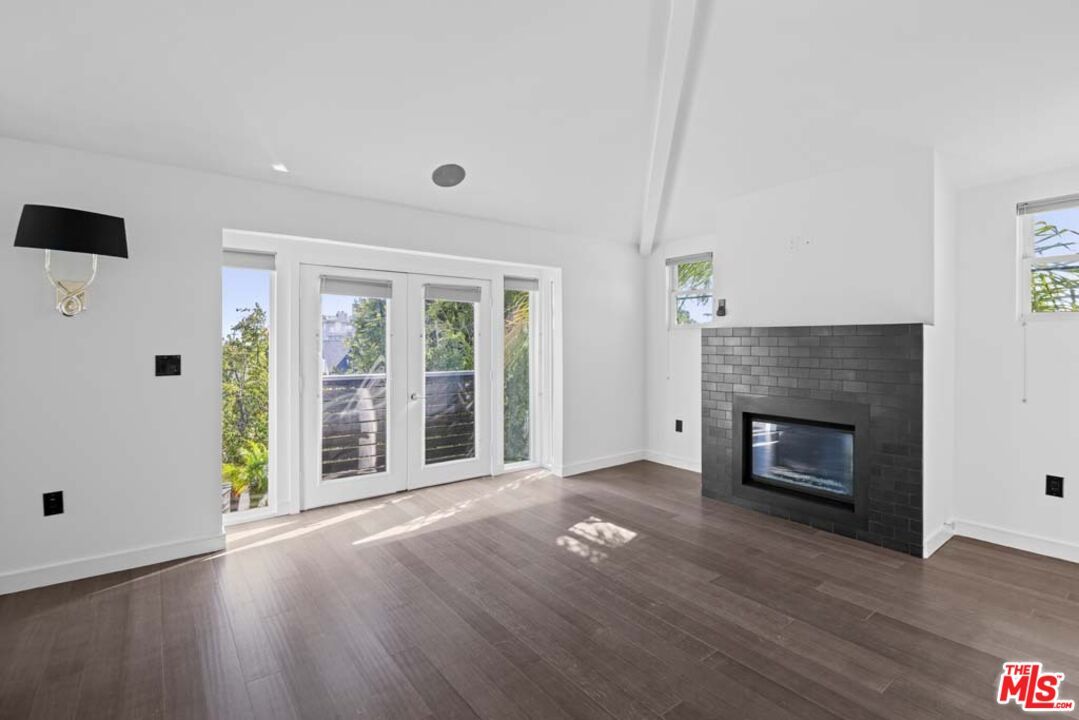 Empty room, Fireplace, Interior, Recessed Lighting, Wood Texture Flooring