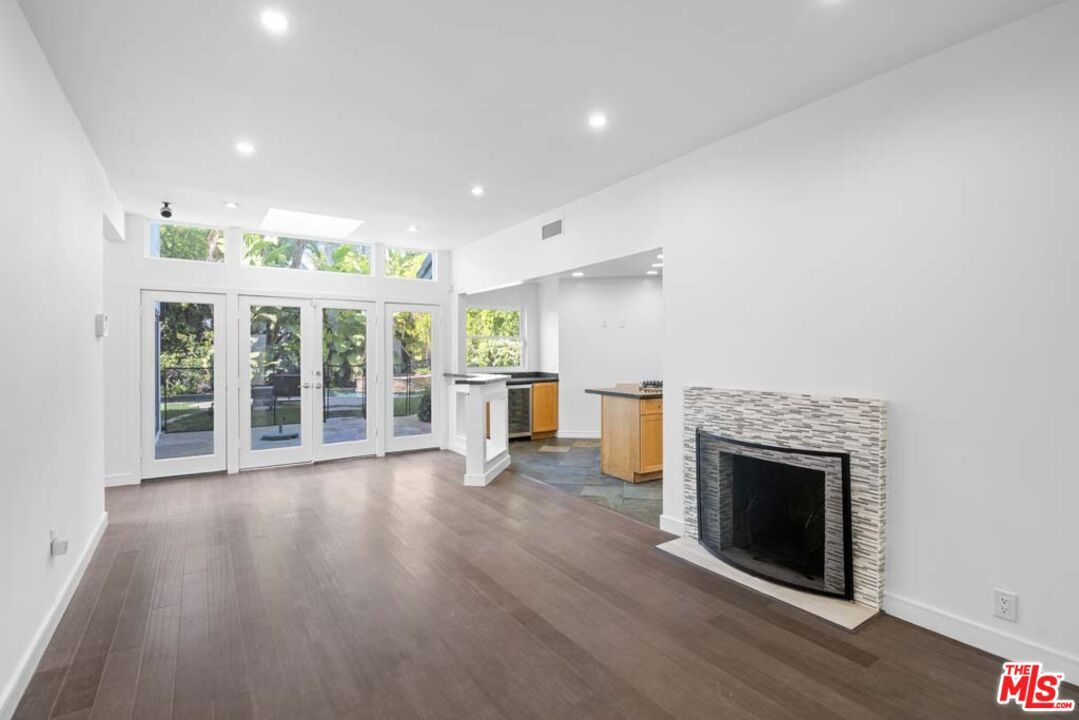Empty room, Fireplace, Interior, Recessed Lighting, Wood Texture Flooring
