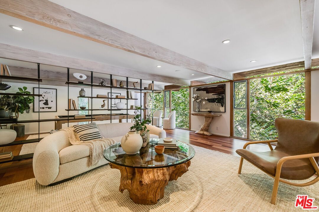 Interior, Living room, Recessed Lighting, Wooden Beams, Wood Texture Flooring