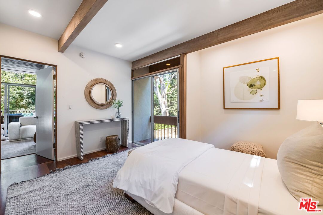 Bedroom, Interior, Recessed Lighting, Wooden Beams, Wood Texture Flooring