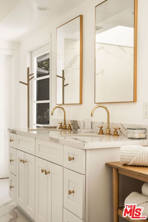 Bathroom, Dual Sink Vanities, Interior, Marble, Marble Walls