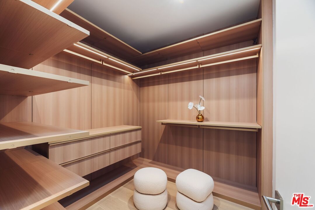 Interior, Recessed Lighting, Walk-in Closets, Wood Texture Flooring, Wooden Walls