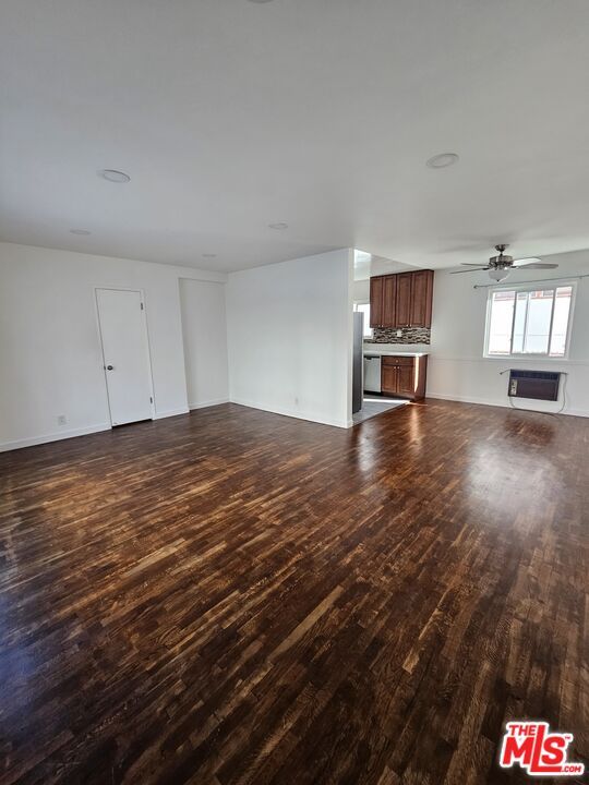Empty room, Interior, Kitchen, Recessed Lighting, Wood Texture Flooring