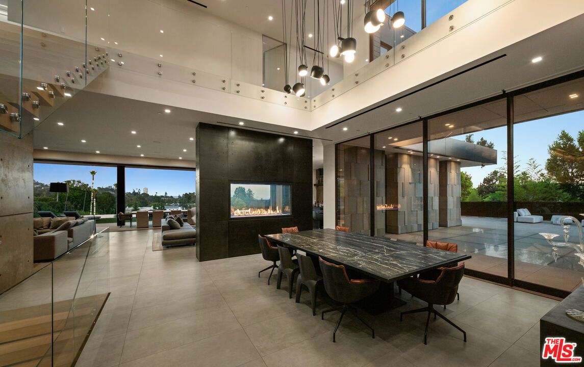 Dining room, Fireplace, Interior, Living room, Pendant Lights, Recessed Lighting