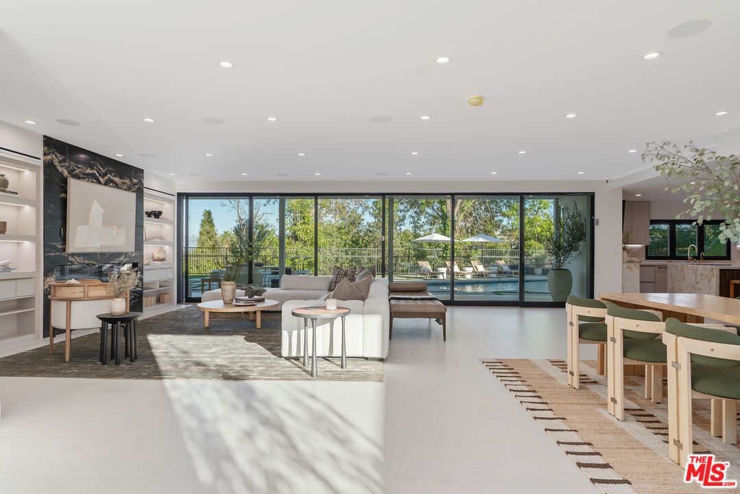 Dining room, Fireplace, Interior, Living room, Recessed Lighting