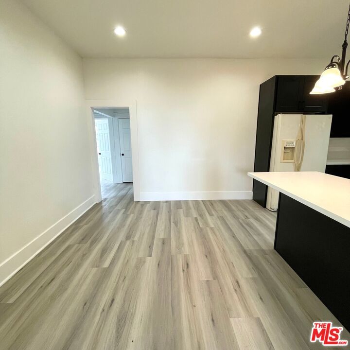 Empty room, Interior, Pendant Lights, Recessed Lighting, Wood Texture Flooring