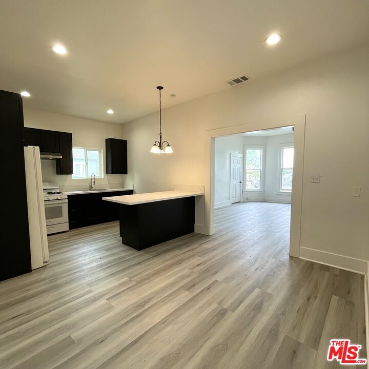 Interior, Kitchen, Pendant Lights, Recessed Lighting, Wood Texture Flooring