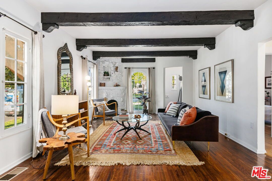 Fireplace, Interior, Living room, Wooden Beams, Wood Texture Flooring