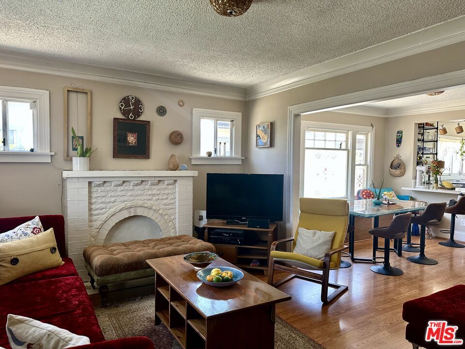 Dining room, Fireplace, Interior, Living room, Wood Texture Flooring