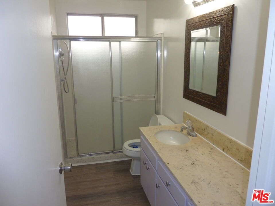 Bathroom, Glass Shower, Interior, Wood Texture Flooring