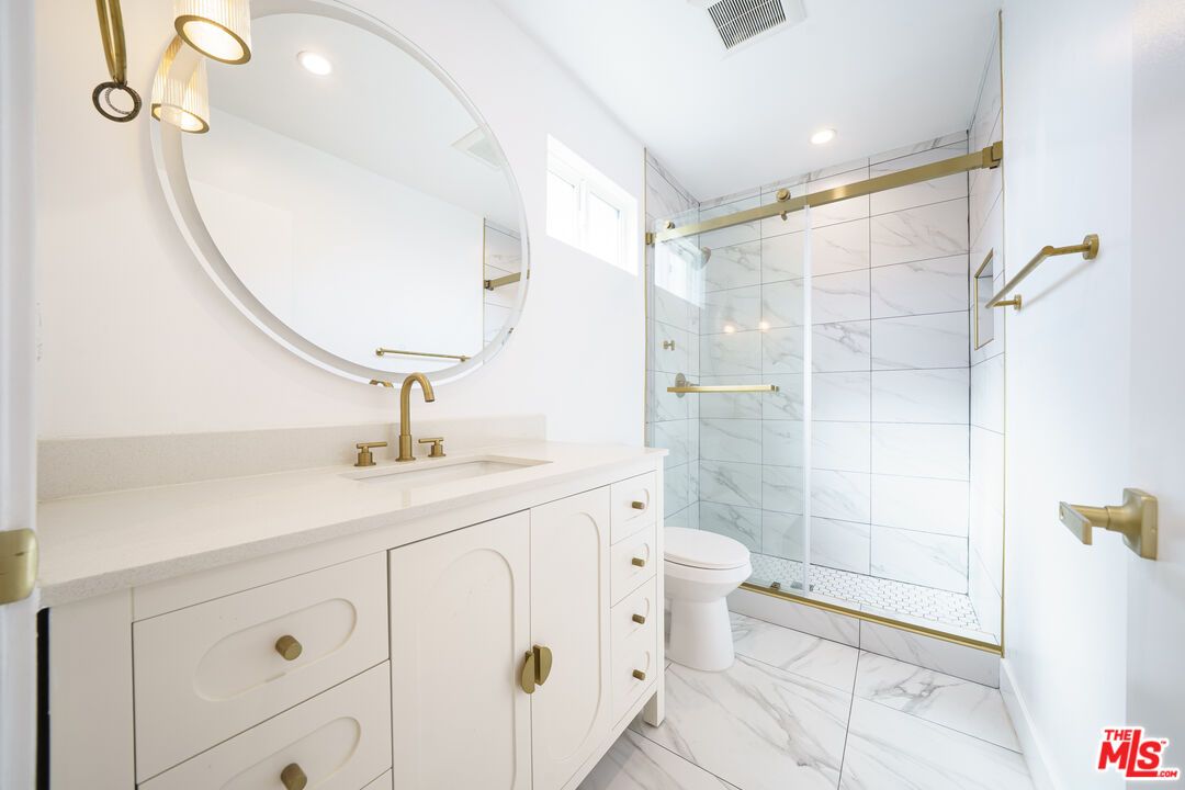 Bathroom, Glass Shower, Interior, Marble, Marble Walls, Recessed Lighting