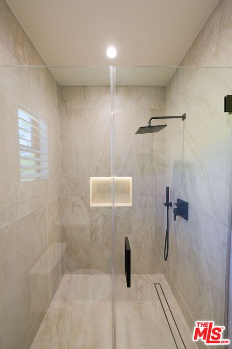 Bathroom, Glass Shower, Interior, Marble Walls, Recessed Lighting