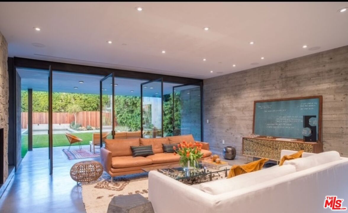 Interior, Living room, Recessed Lighting, Stone Walls, Wooden Walls