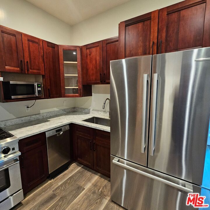 Interior, Kitchen, Stainless Steel Appliances, Wood Texture Flooring