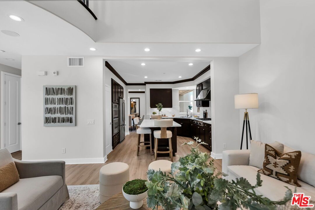 Dining room, Interior, Kitchen, Living room, Recessed Lighting, Wood Texture Flooring