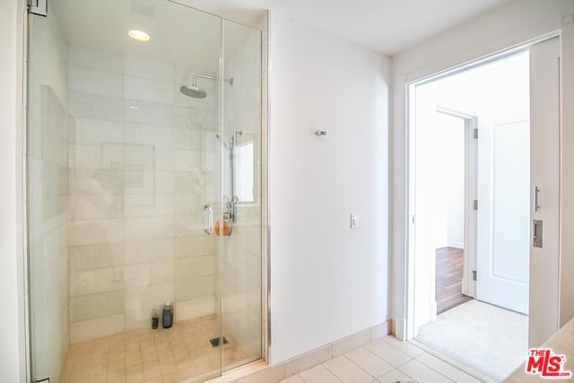 Bathroom, Glass Shower, Interior, Recessed Lighting, Wood Texture Flooring