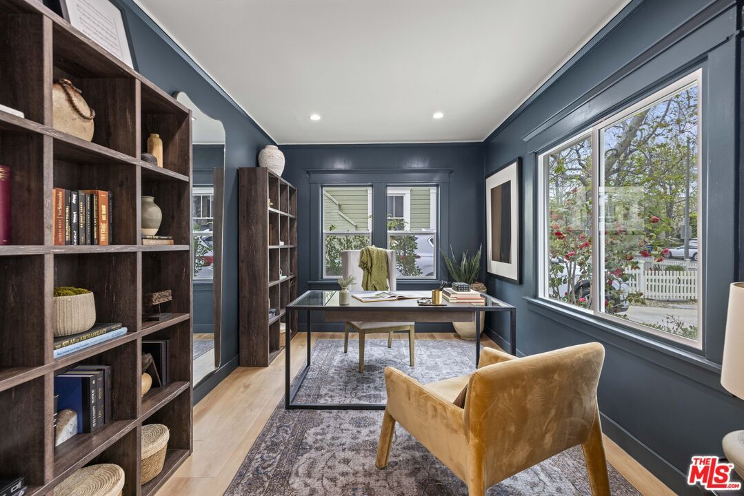 Home Office, Interior, Recessed Lighting, Wood Texture Flooring