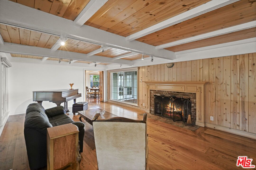 Fireplace, Interior, Living room, Piano, Wooden Beams, Wooden Ceilings, Wood Texture Flooring, Wooden Walls