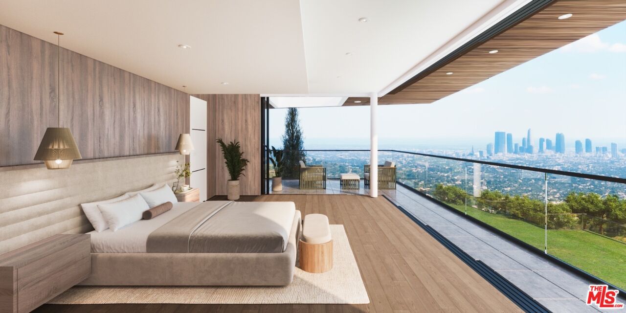 Bedroom, Interior, Recessed Lighting, Water, Wood Texture Flooring