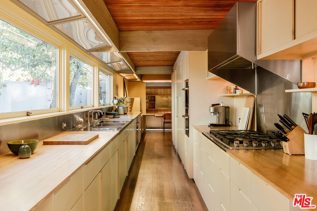 Interior, Kitchen, Stainless Steel Appliances, Wooden Ceilings, Wood Texture Flooring