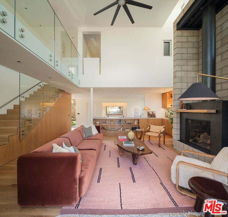 Fireplace, Interior, Living room, Stone Walls, Wood Texture Flooring