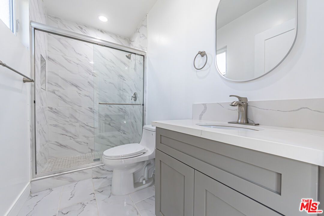 Bathroom, Glass Shower, Interior, Marble, Marble Walls, Recessed Lighting