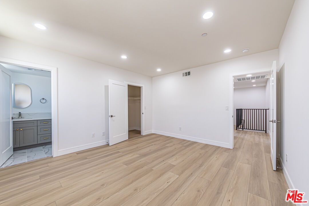 Bathroom, Empty room, Interior, Recessed Lighting, Wood Texture Flooring
