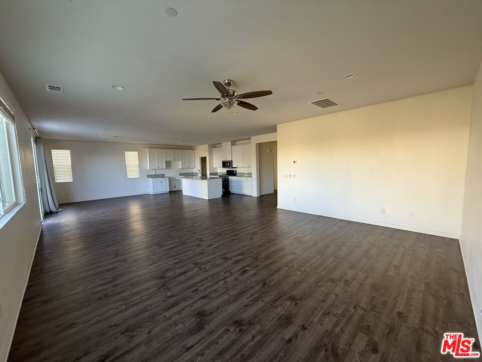 Empty room, Interior, Kitchen, Recessed Lighting, Wood Texture Flooring