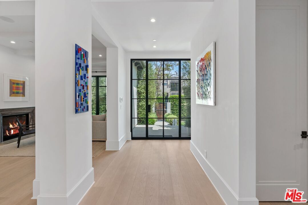 Fireplace, Interior, Recessed Lighting, Wood Texture Flooring