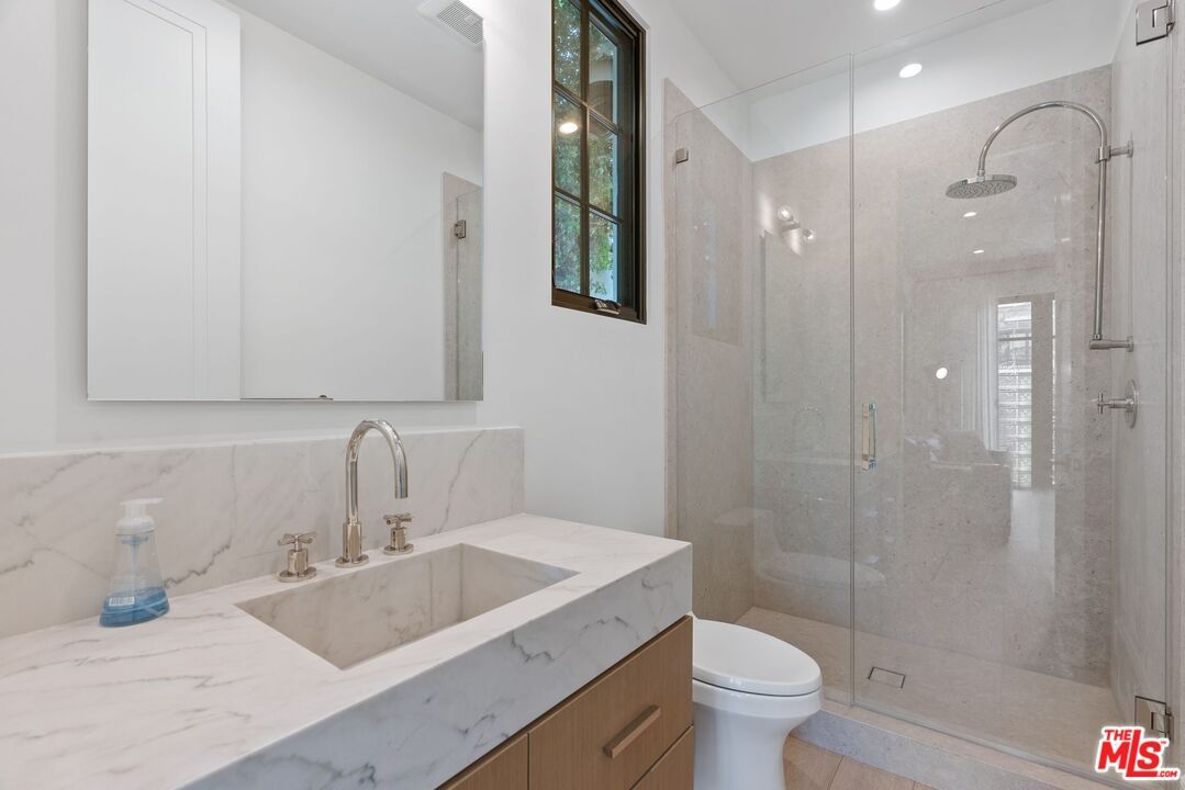 Bathroom, Glass Shower, Interior, Marble Walls, Recessed Lighting