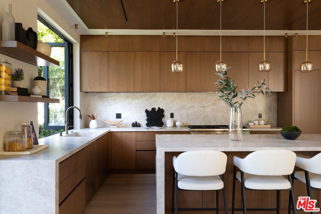 Interior, Kitchen, Pendant Lights, Wood Texture Flooring