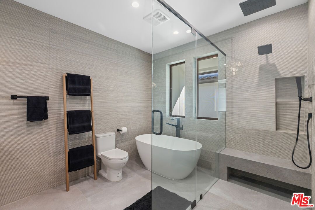 Bathroom, Free Standing Baths, Glass Shower, Interior, Recessed Lighting