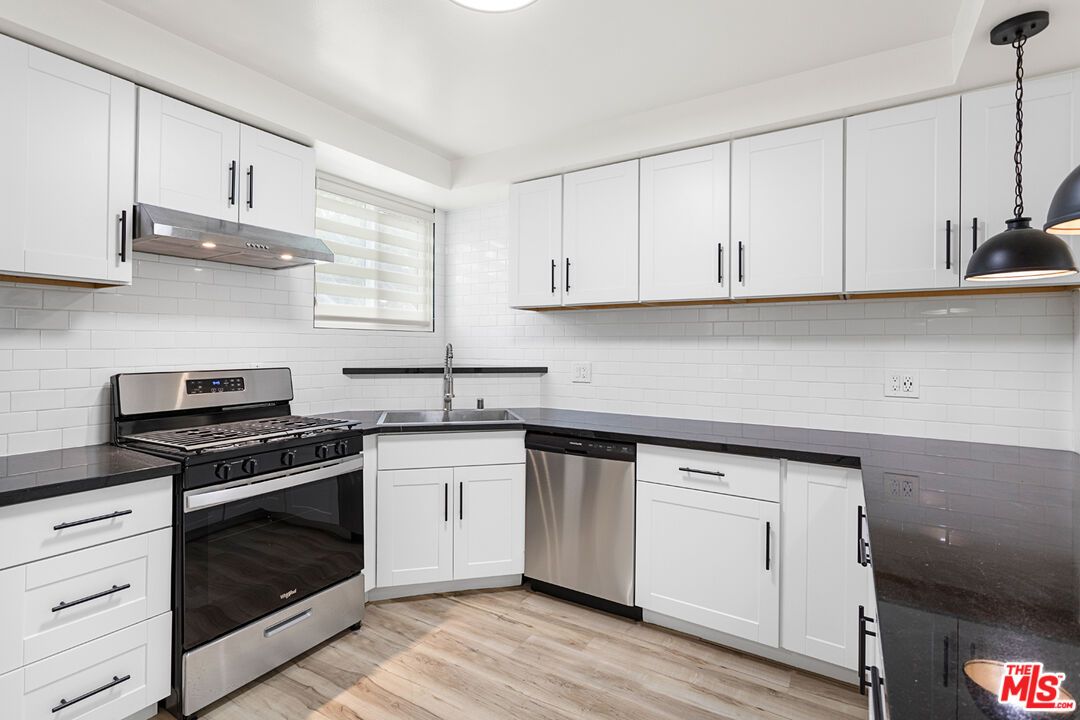Interior, Kitchen, Pendant Lights, Stainless Steel Appliances, Wood Texture Flooring
