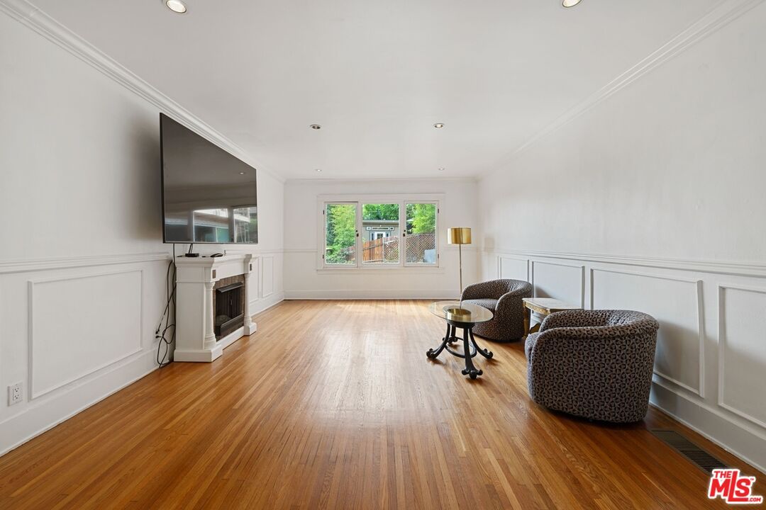 Fireplace, Interior, Recessed Lighting, Wood Texture Flooring