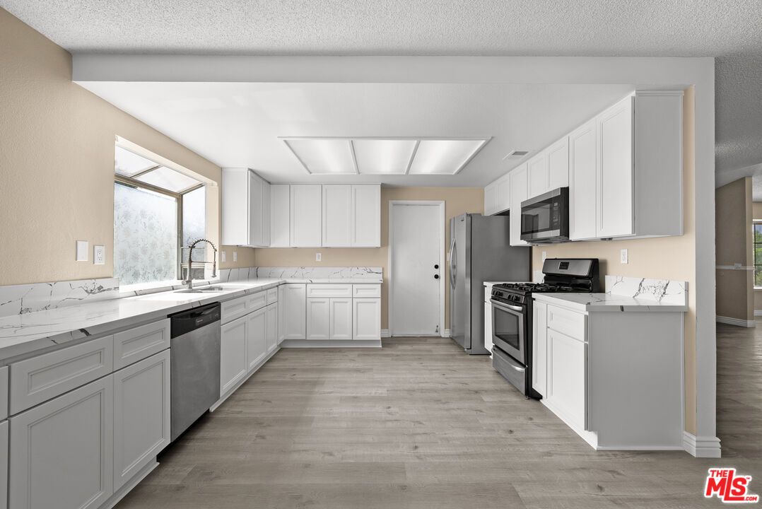 Interior, Kitchen, Stainless Steel Appliances, Wood Texture Flooring