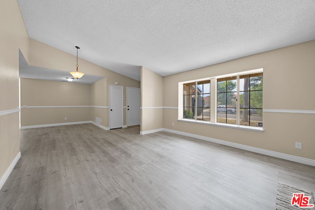 Empty room, Interior, Pendant Lights, Wood Texture Flooring