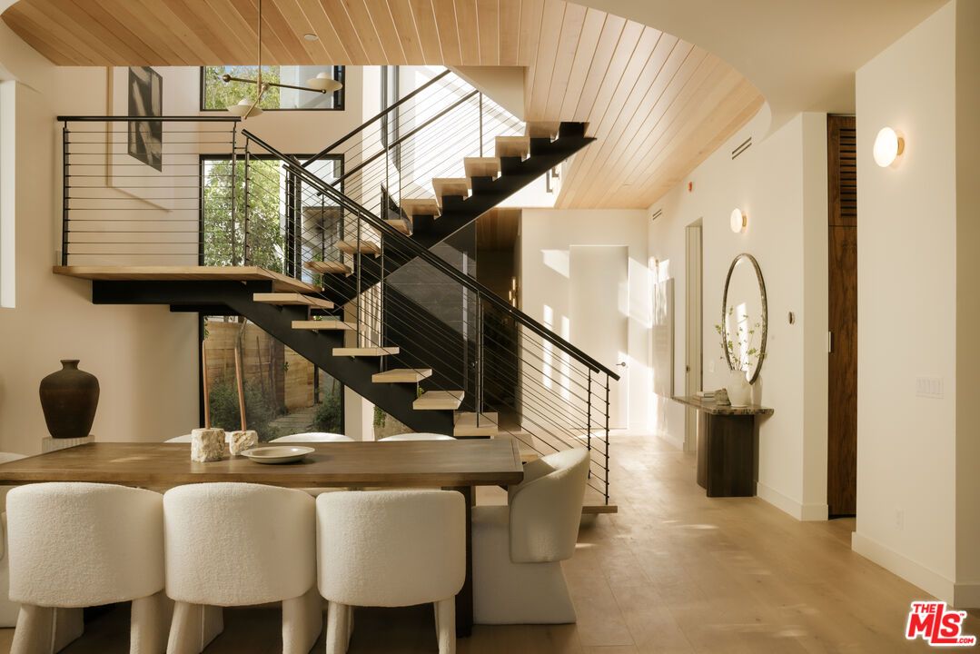 Dining room, Interior, Pendant Lights, Wooden Ceilings, Wood Texture Flooring