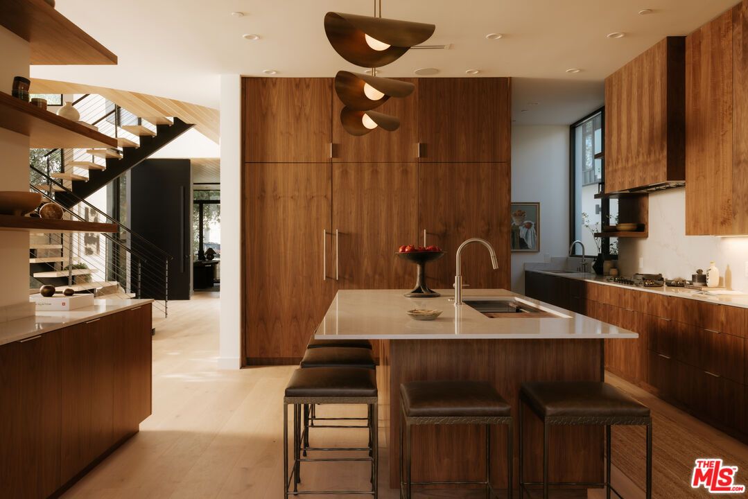 Interior, Kitchen, Pendant Lights, Recessed Lighting, Wood Texture Flooring
