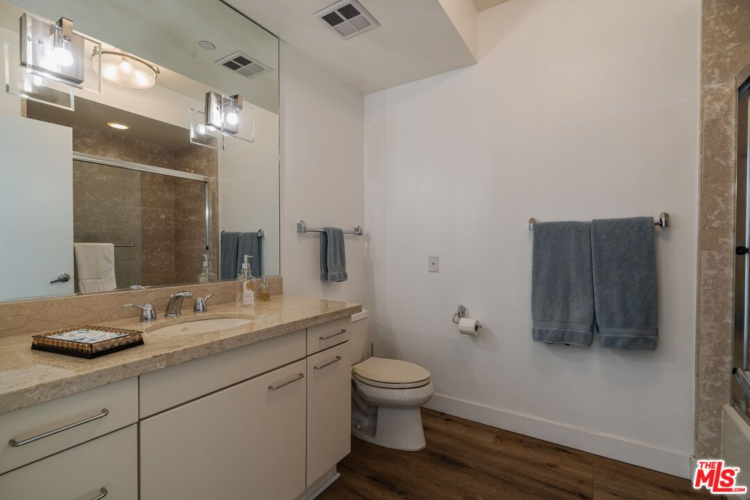 Bathroom, Glass Shower, Interior, Wood Texture Flooring
