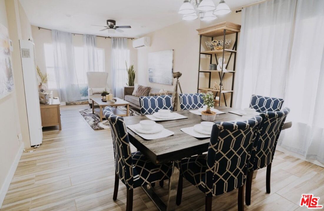 Dining room, Interior, Living room, Pendant Lights, Wood Texture Flooring
