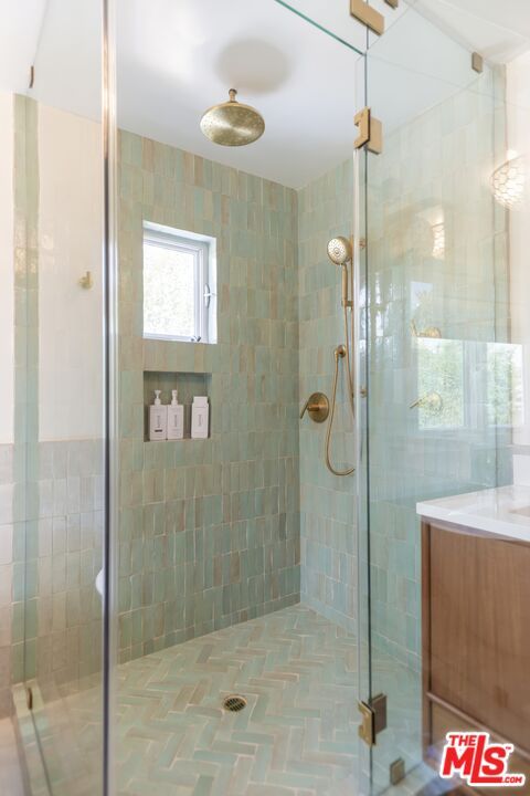 Bathroom, Glass Shower, Interior, Pendant Lights
