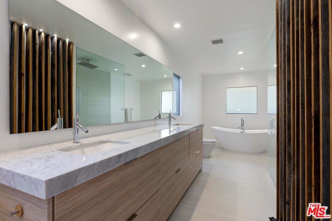 Bathroom, Dual Sink Vanities, Free Standing Baths, Interior, Recessed Lighting