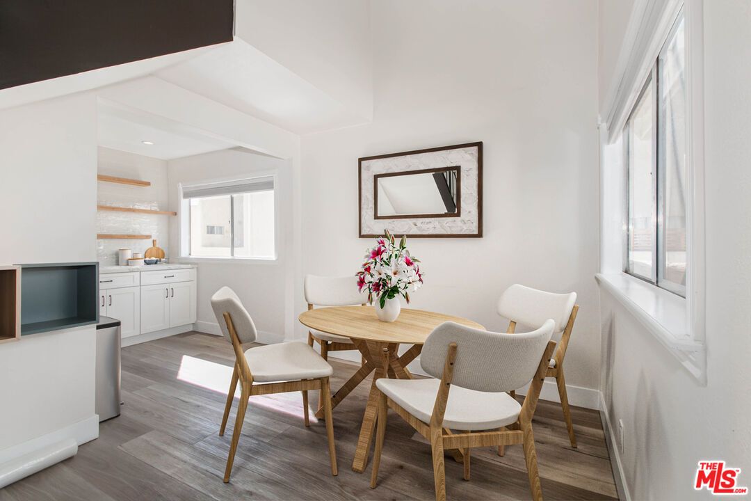 Dining room, Interior, Recessed Lighting, Wood Texture Flooring