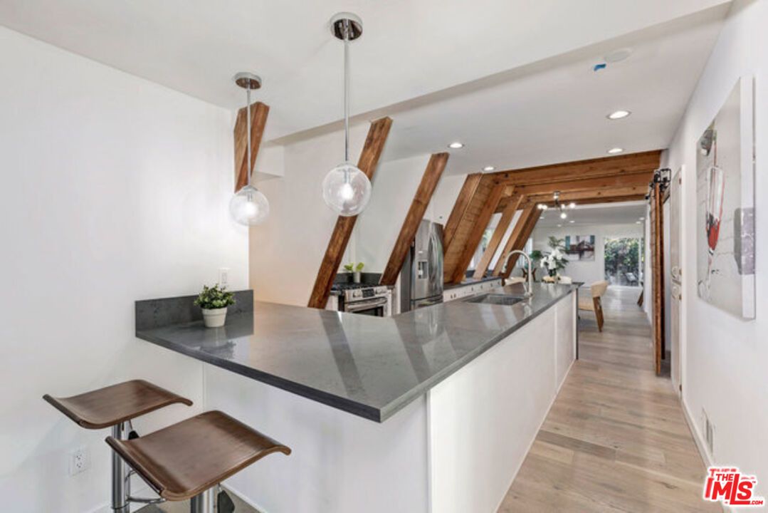 Interior, Kitchen, Pendant Lights, Recessed Lighting, Wooden Beams, Wooden Ceilings, Wood Texture Flooring