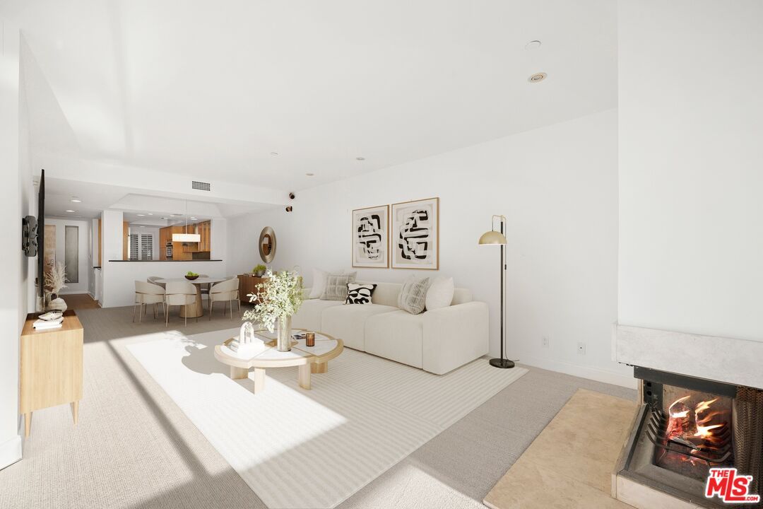 Dining room, Fireplace, Interior, Living room, Pendant Lights, Recessed Lighting