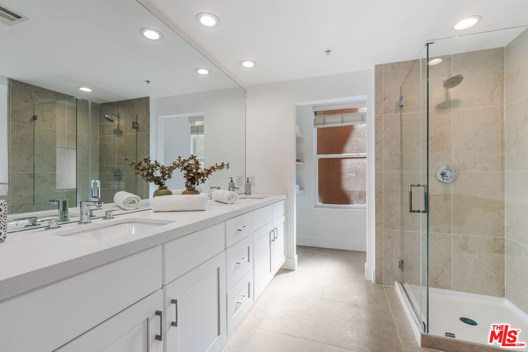 Bathroom, Dual Sink Vanities, Glass Shower, Interior, Recessed Lighting