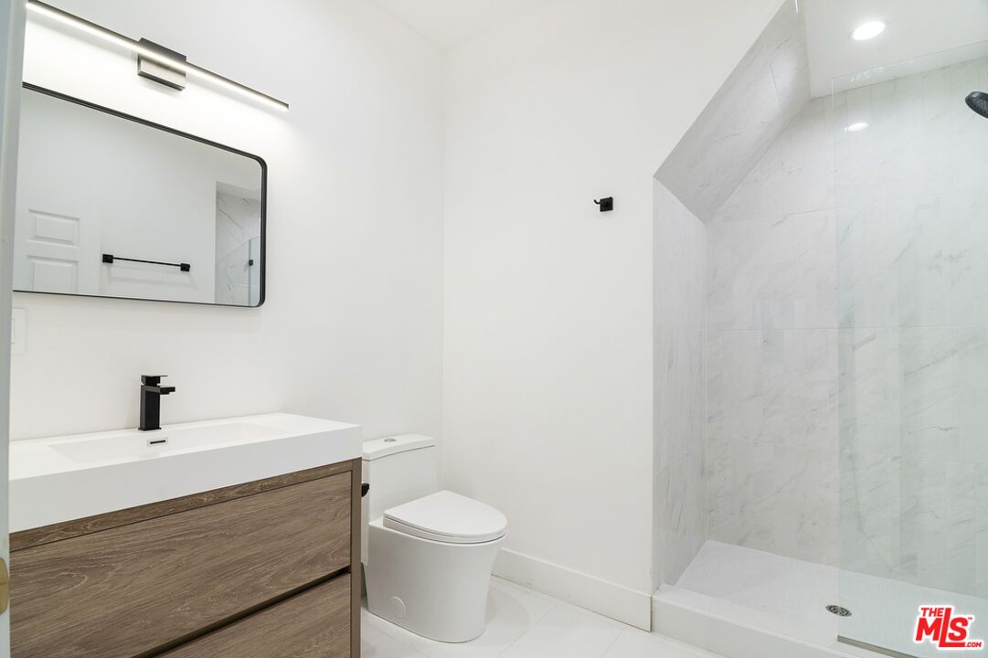 Bathroom, Glass Shower, Interior, Marble Walls, Recessed Lighting