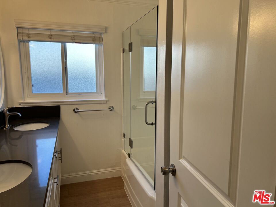 Bathroom, Glass Shower, Interior, Wood Texture Flooring