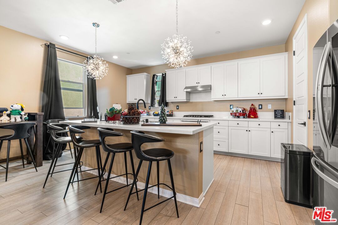 Chandelier, Interior, Kitchen, Pendant Lights, Recessed Lighting, Wood Texture Flooring