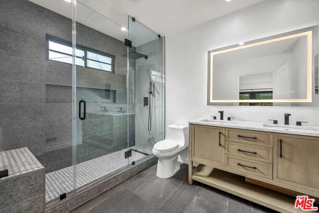 Bathroom, Dual Sink Vanities, Glass Shower, Interior, Recessed Lighting